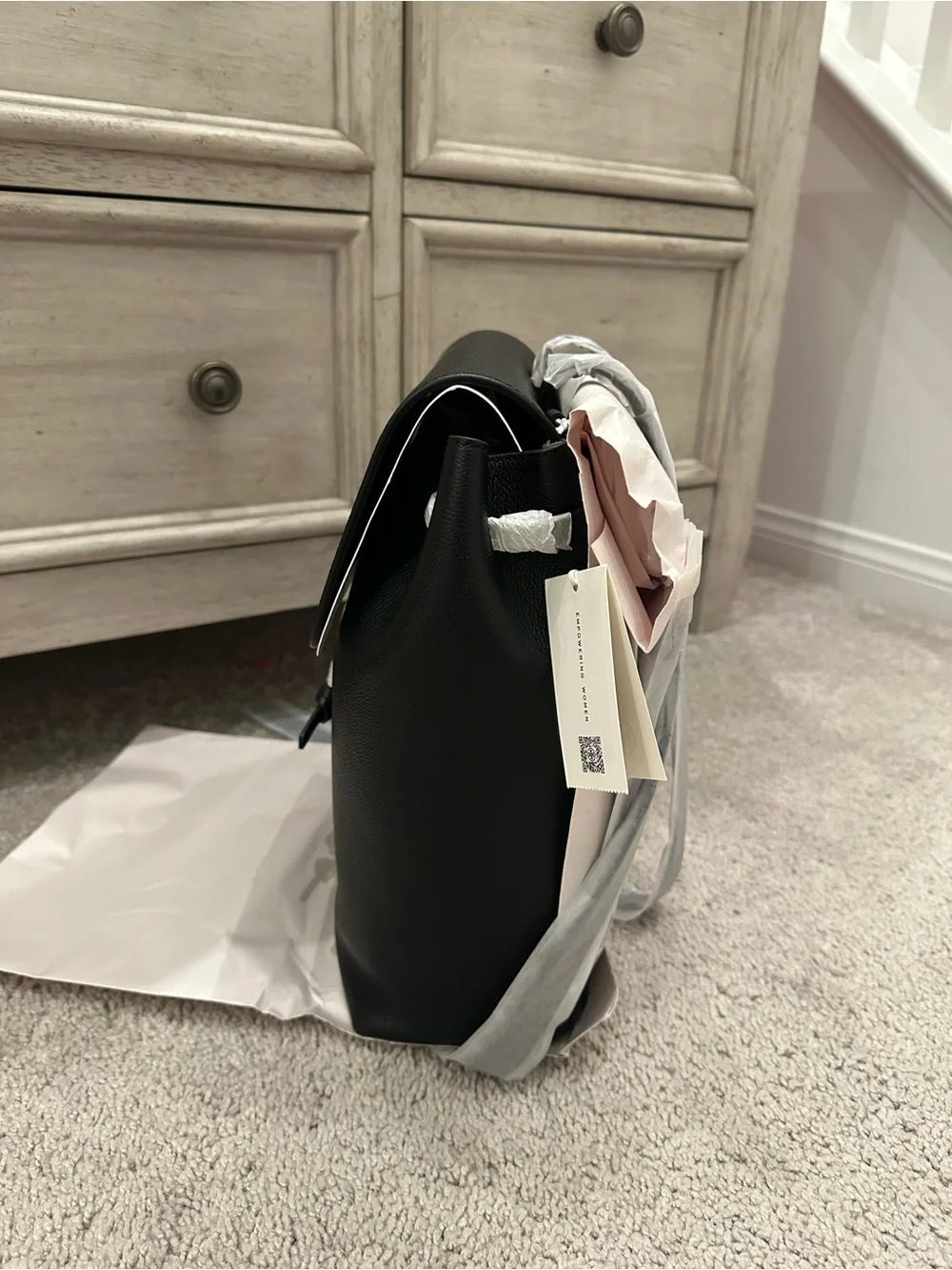NWT Tory Burch Black Leather Flap Backpack Style 170479